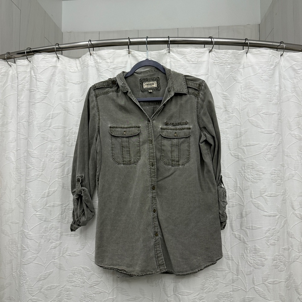Express Green Button-Up Shirt